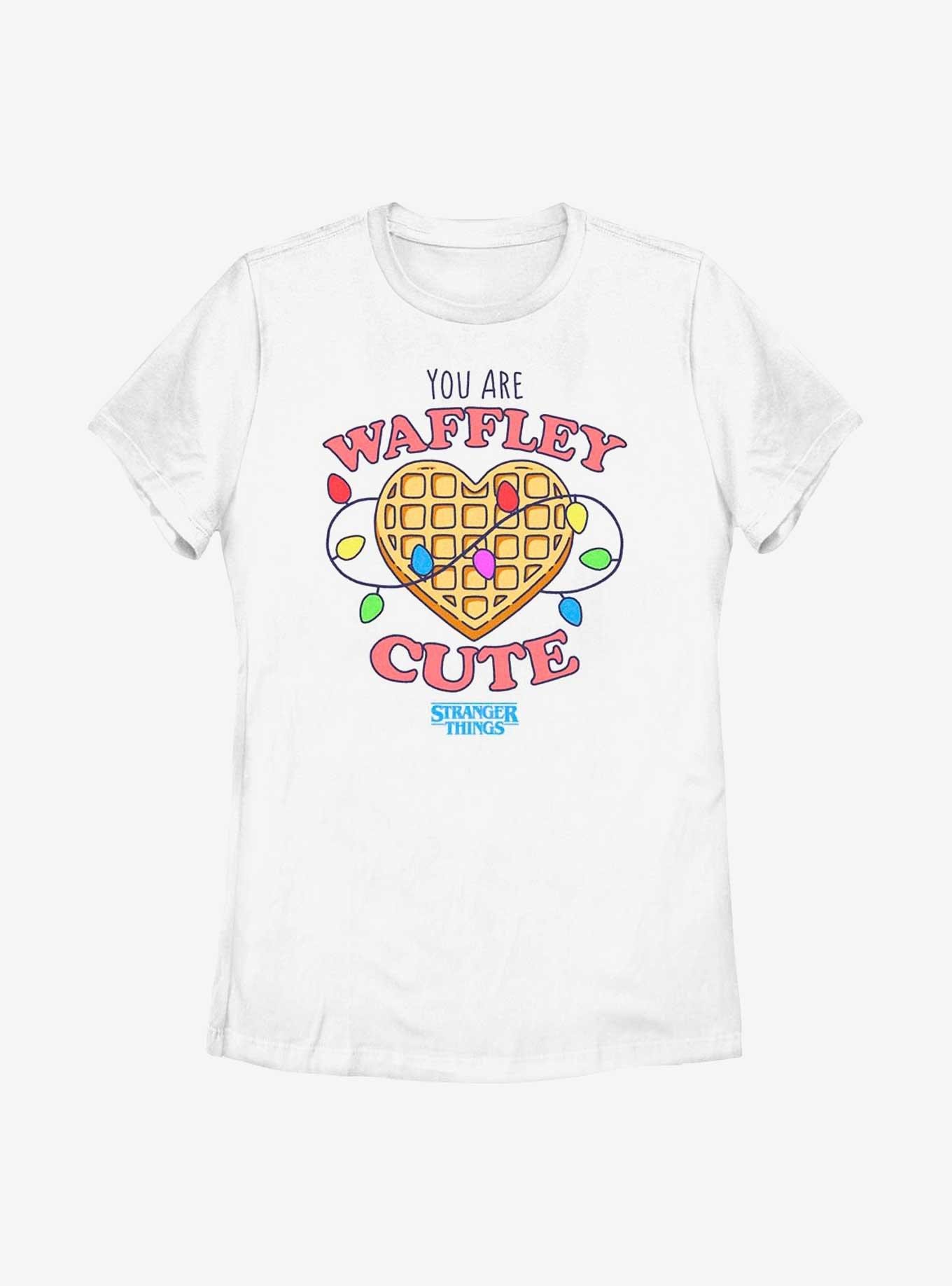 Stranger Things Heart Waffley Cute Womens T-Shirt, WHITE, hi-res