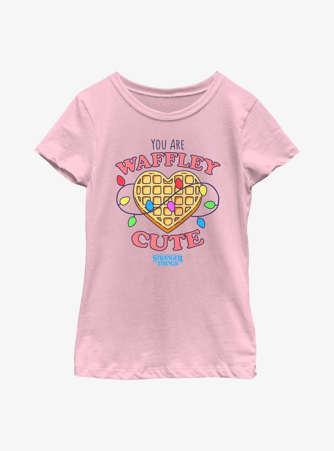 Stranger Things Heart Waffley Cute Youth Girls T-Shirt, PINK, hi-res