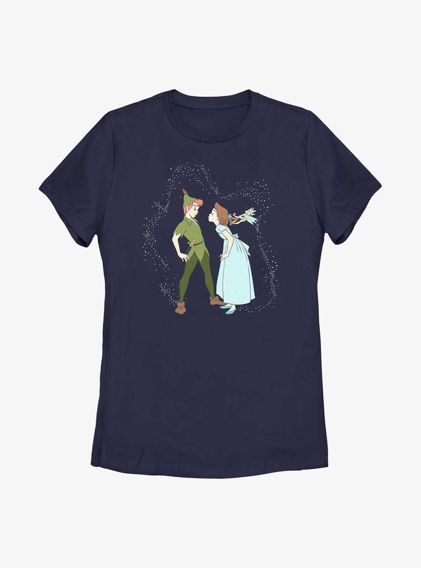 Disney Tinker Bell Peter & Wendy Kiss Womens T-Shirt, NAVY, hi-res