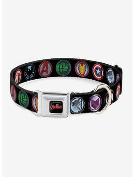 Marvel Avengers 9 Avenger Icons Seatbelt Buckle Pet Collar, , hi-res