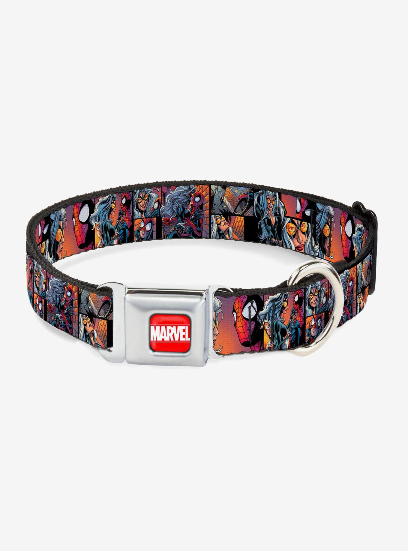 Marvel Avengers Spider-Man Black Cat Seatbelt Buckle Pet Collar, MULTICOLOR, hi-res