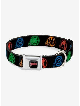 Marvel Avengers Superhero Logos Seatbelt Buckle Pet Collar, , hi-res