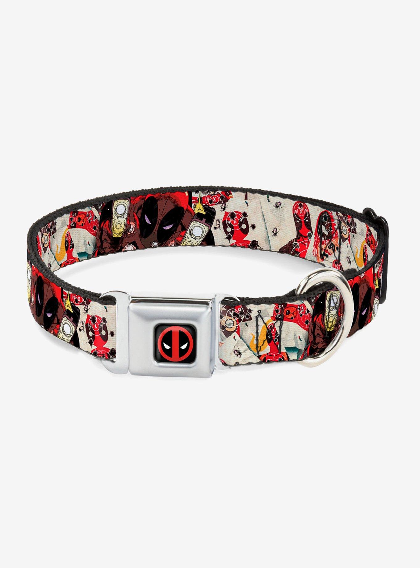 Marvel Deadpool Shooting Targets Seatbelt Buckle Pet Collar, , hi-res