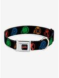 Marvel Avengers Superhero Logos Seatbelt Buckle Pet Collar, BLACK, hi-res