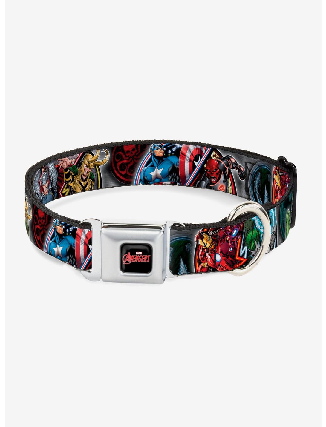 Marvel Avengers Superhero Villain Poses Seatbelt Buckle Pet Collar, MULTICOLOR, hi-res