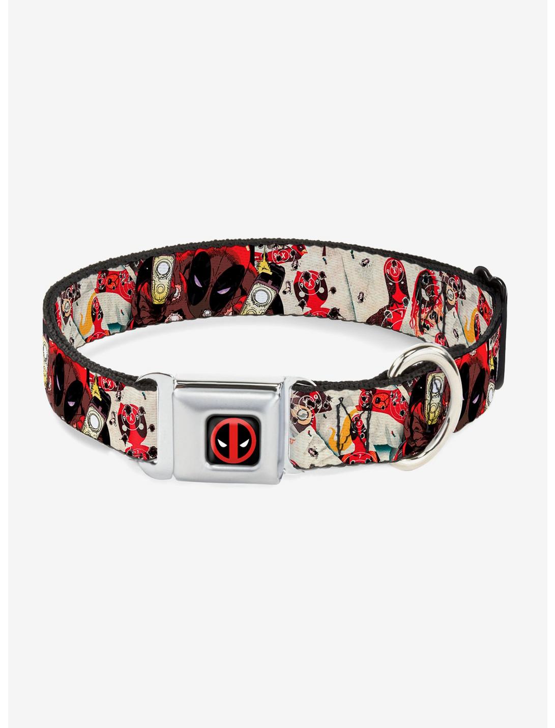 Marvel Deadpool Shooting Targets Seatbelt Buckle Pet Collar, MULTICOLOR, hi-res