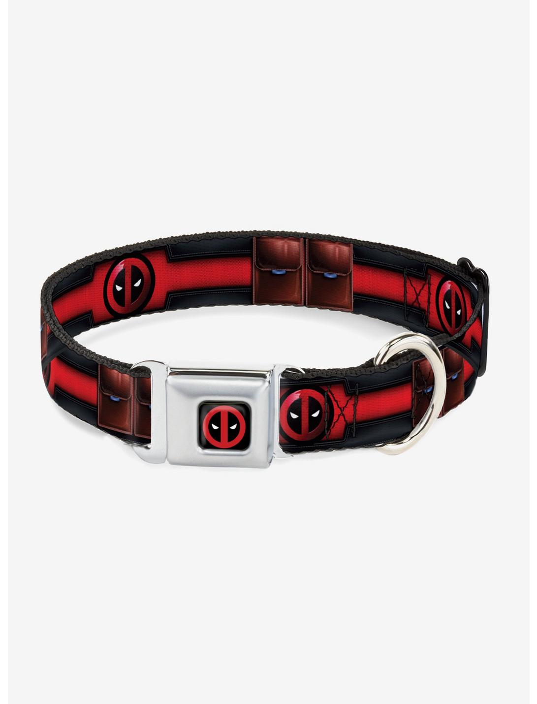 Marvel Deadpool Utility Belt Logo Seatbelt Buckle Pet Collar, BLACK, hi-res