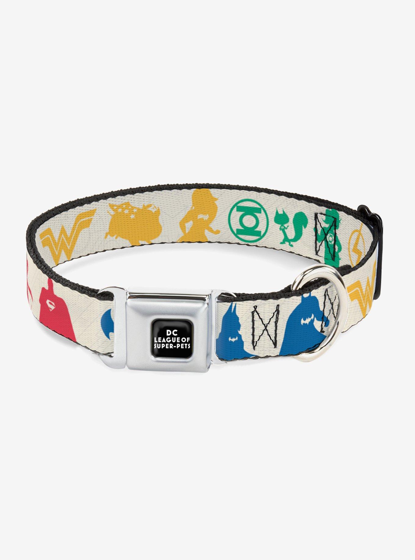DC League Of Super Pets Superhero Pets And Logos Seatbelt Buckle Pet Collar, , hi-res