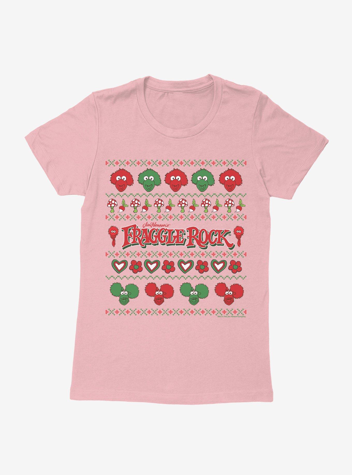 Jim Henson's Fraggle Rock Ugly Christmas Sweater Pattern Womens T-Shirt, LIGHT PINK, hi-res