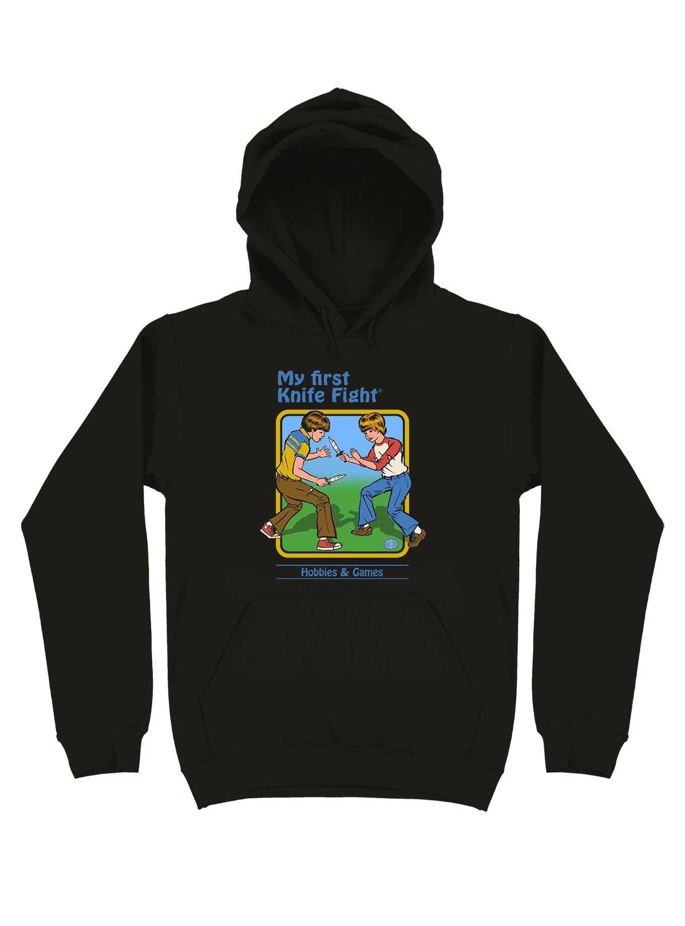 My First Knife Fight Hoodie By Steven Rhodes, BLACK, hi-res
