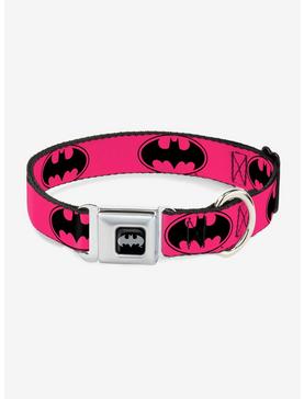 DC Comics Justice League Bat Signal 3 Fuchsia Seatbelt Buckle Pet Collar, , hi-res