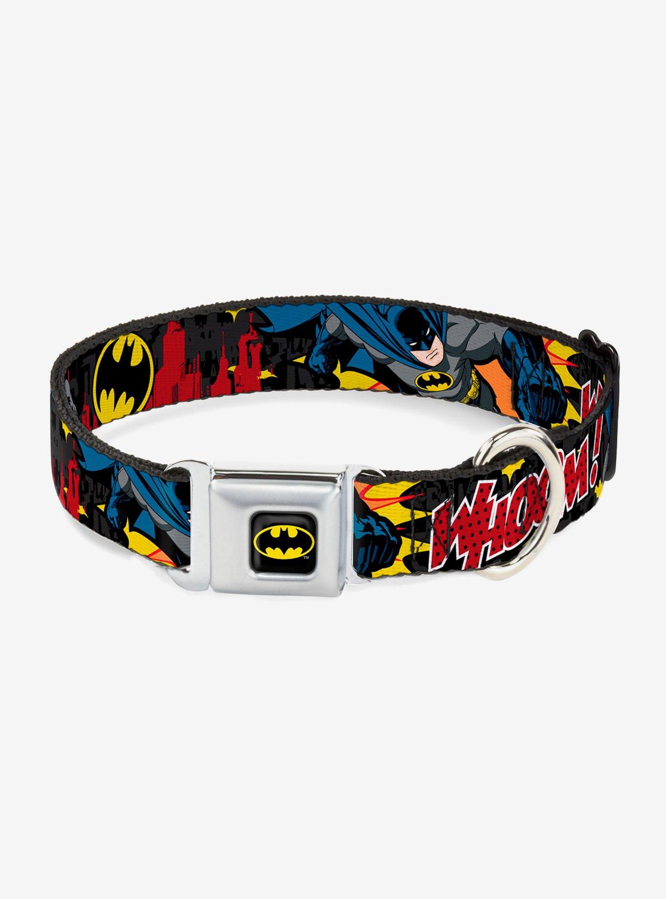 DC Comics Justice League Batman In Action Whoom Skyline Seatbelt Buckle Pet Collar, MULTICOLOR, hi-res