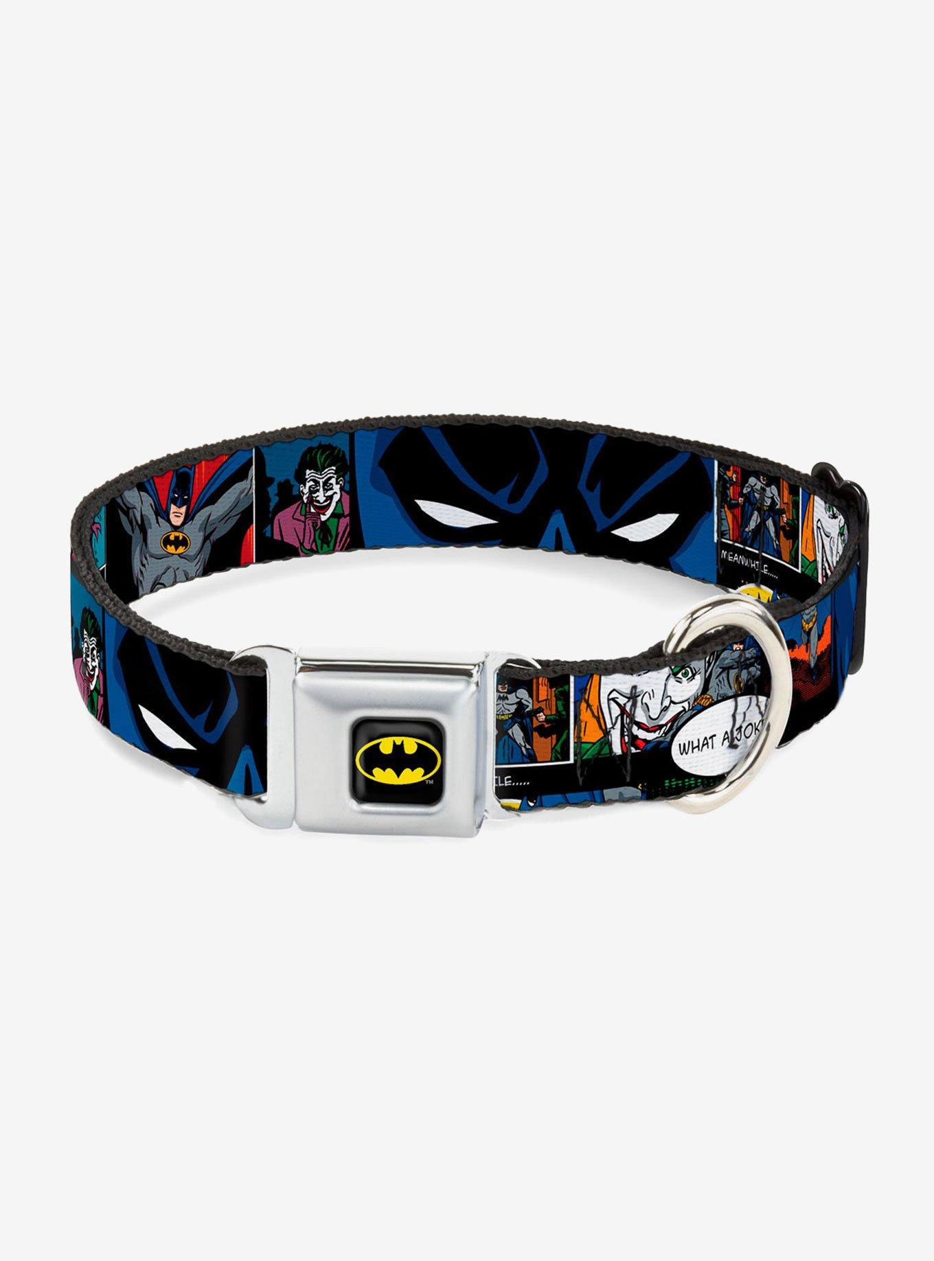 DC Comics Justice League Batman Joker Comic Strip Seatbelt Buckle Pet Collar, MULTICOLOR, hi-res