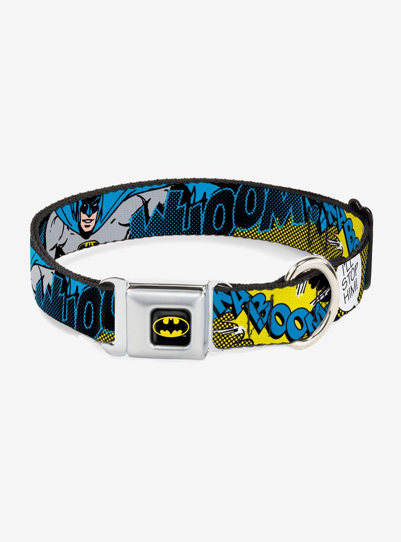 DC Comics Justice League Batman Scene1 Seatbelt Buckle Pet Collar, MULTICOLOR, hi-res