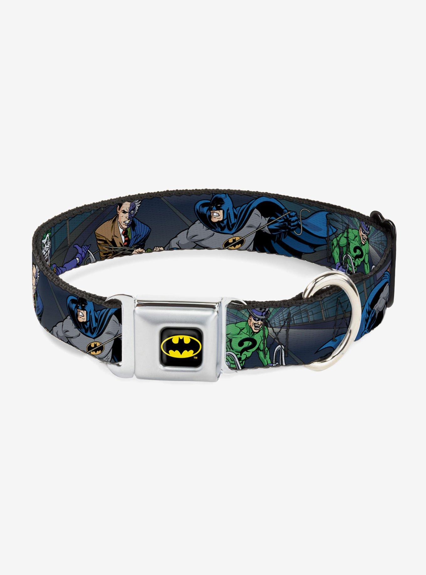 DC Comics Justice League Batman Battling Villains In Tunnel Seatbelt Buckle Pet Collar, , hi-res