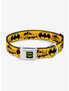 DC Comics Justice League Vintage Batman Logo Bat Signal Seatbelt Buckle Pet Collar, , hi-res