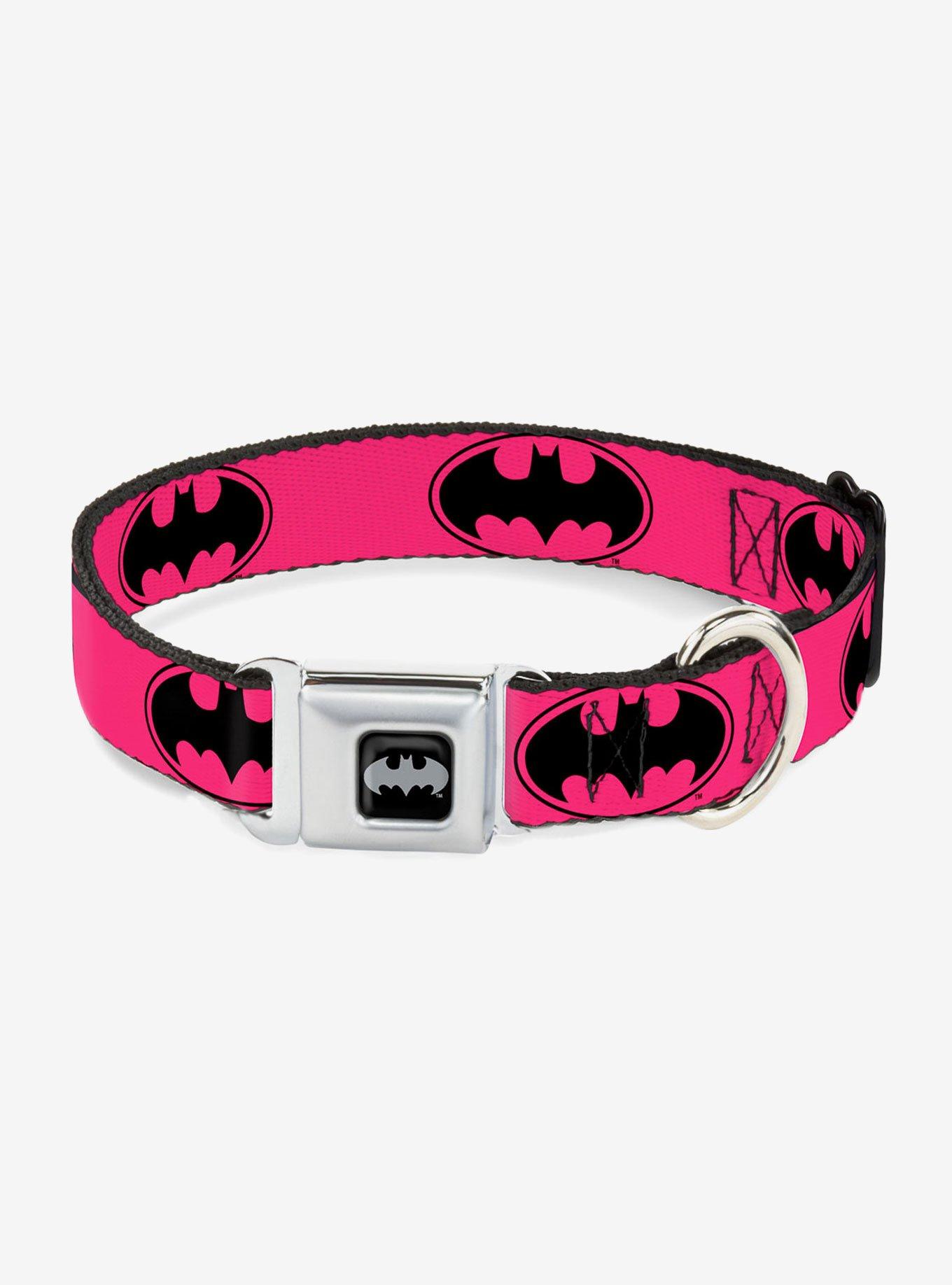 DC Comics Justice League Bat Signal 3 Fuchsia Seatbelt Buckle Pet Collar, , hi-res