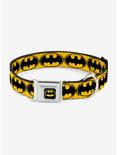 DC Comics Justice League Bat Signal 3 Yellow Black Yellow Seatbelt Buckle Pet Collar, MULTICOLOR, hi-res