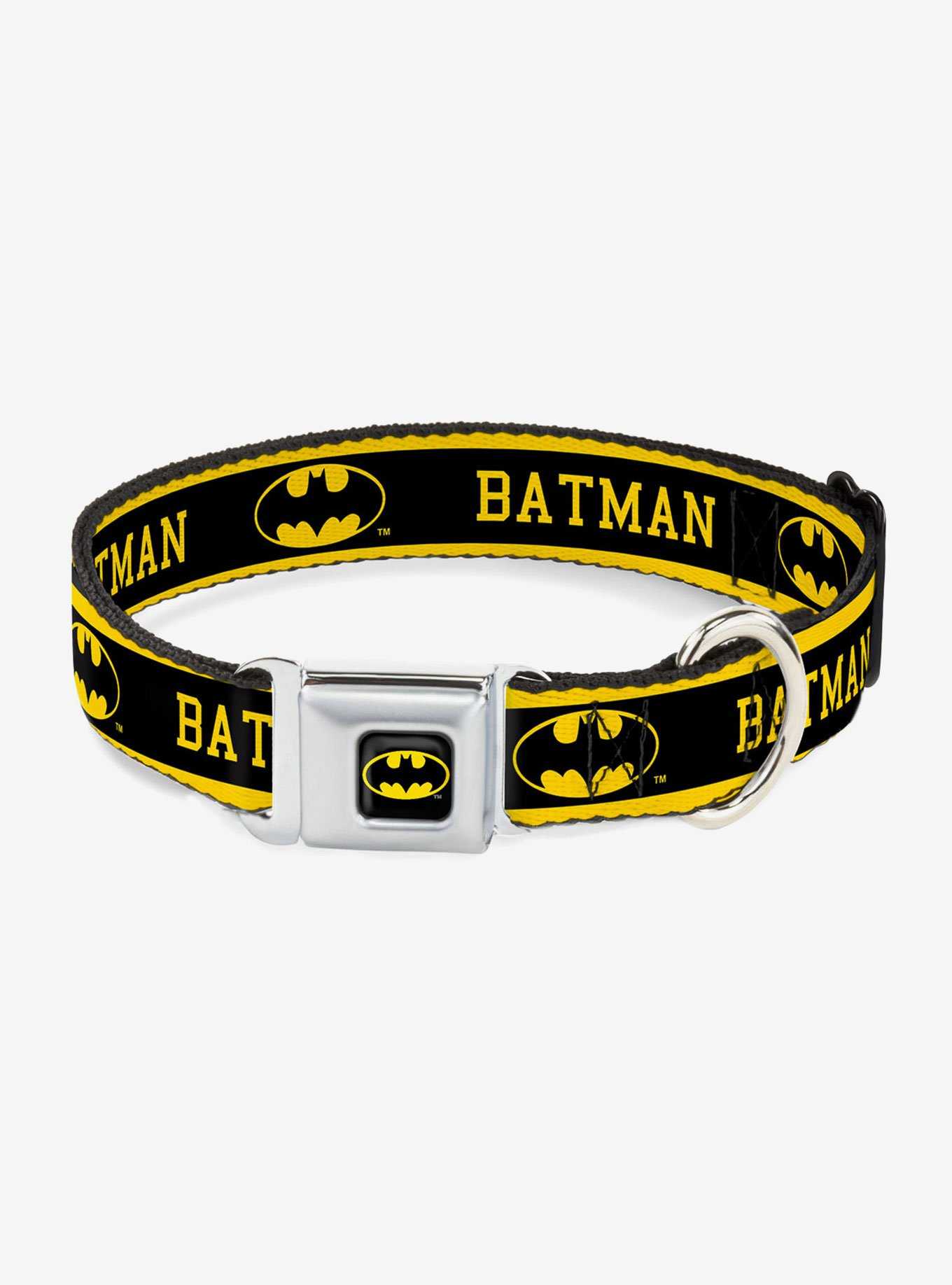 DC Comics Justice League Batman Logo Stripe Seatbelt Buckle Pet Collar, , hi-res