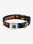 DC Comics Justice League Batman Robin In Action Seatbelt Buckle Pet Collar, BLACK, hi-res