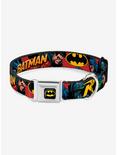 DC Comics Justice League Batman Robin In Action Text Seatbelt Buckle Pet Collar, RED, hi-res