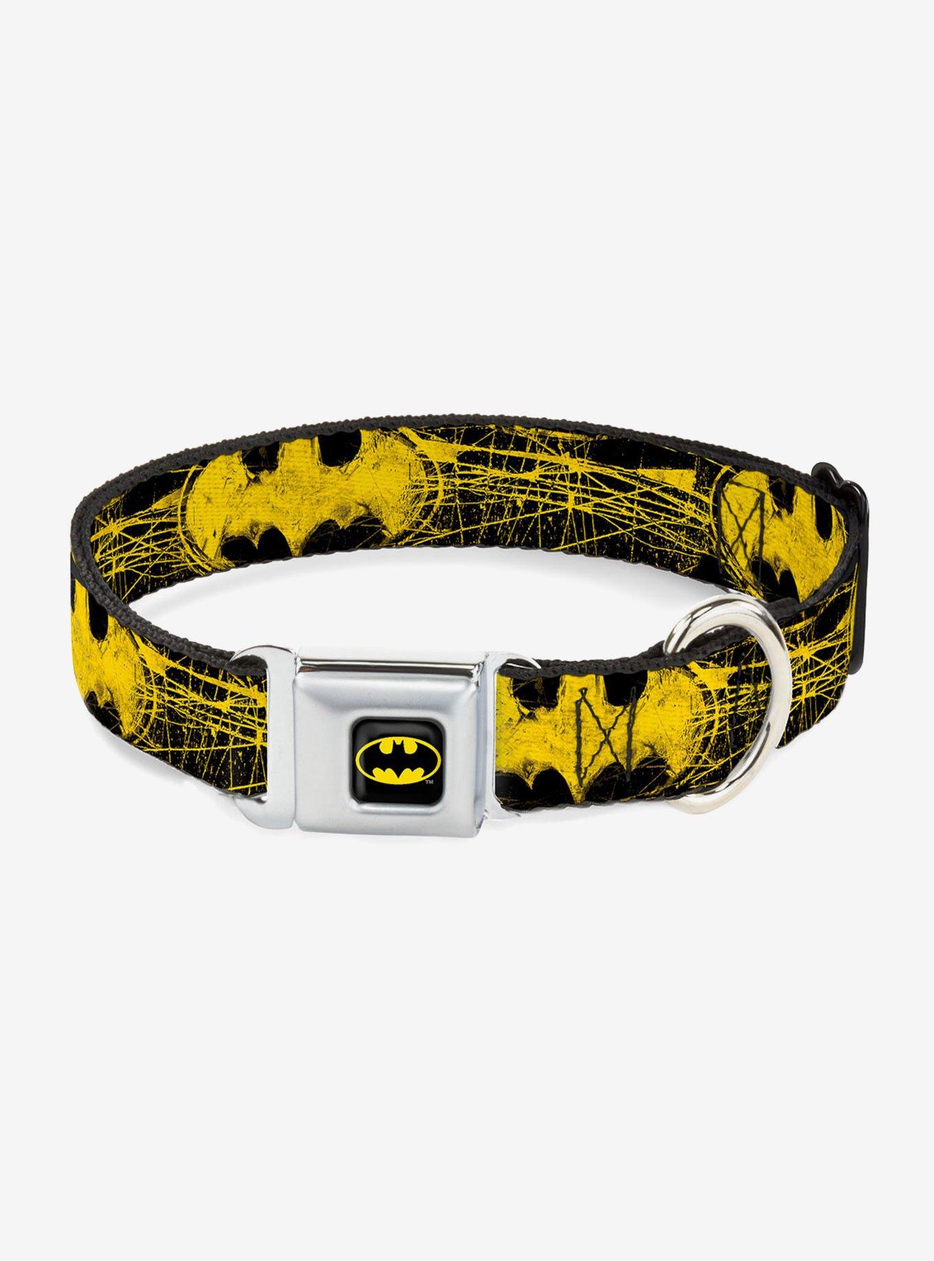 DC Comics Justice League Batman Shield Close Up Sketch Seatbelt Buckle Pet Collar, , hi-res