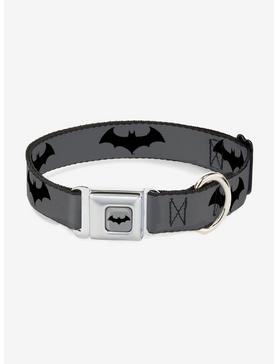 DC Comics Justice League Retro Bat Logo Gray Black Seatbelt Buckle Pet Collar, , hi-res