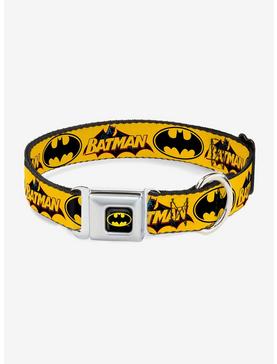 DC Comics Justice League Vintage Batman Logo Bat Signal Seatbelt Buckle Pet Collar, , hi-res