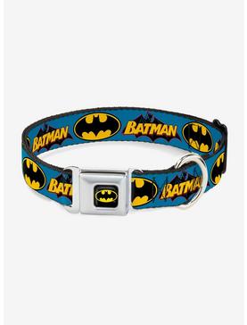 DC Comics Justice League Vintage Batman Logo Seatbelt Buckle Pet Collar, , hi-res