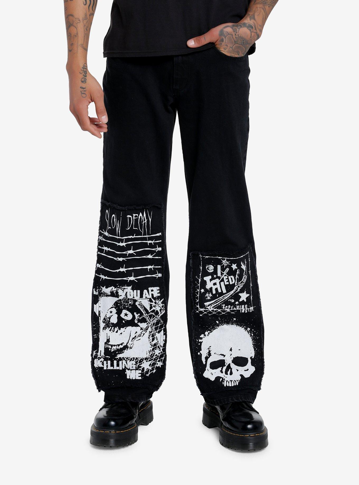 Customize HANDMADE UNISEX Gothic Pant Pink Super Skull Gothic