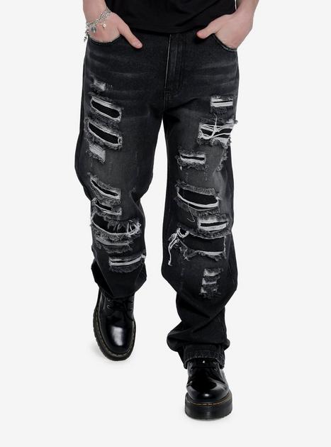 WXLWZYWL Mens Stacked Jeans Slim Fit Ripped Jeans Destroyed