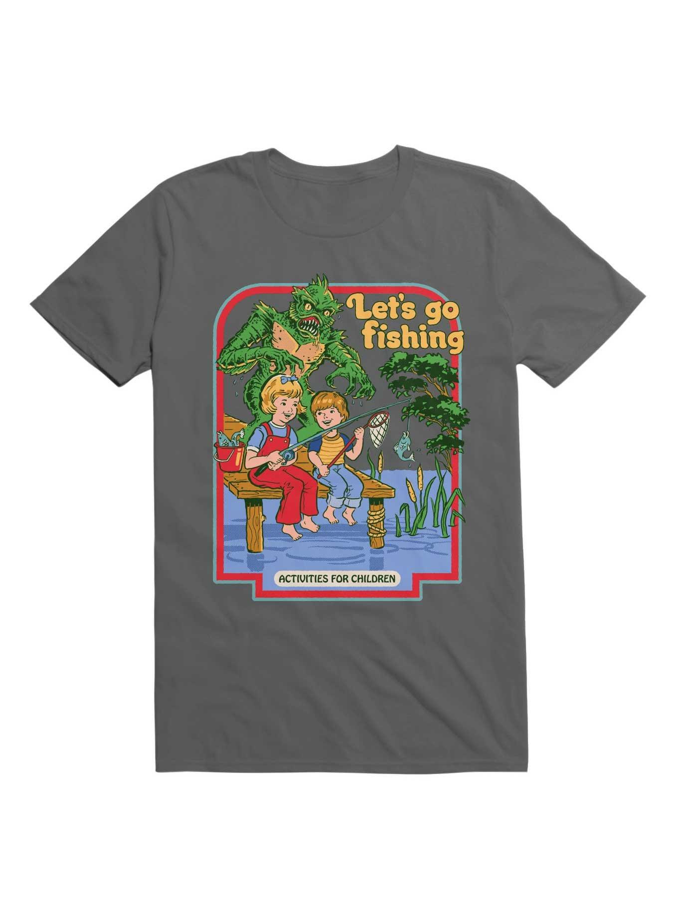 Let's Go Fishing T-Shirt by Steven Rhodes Grey