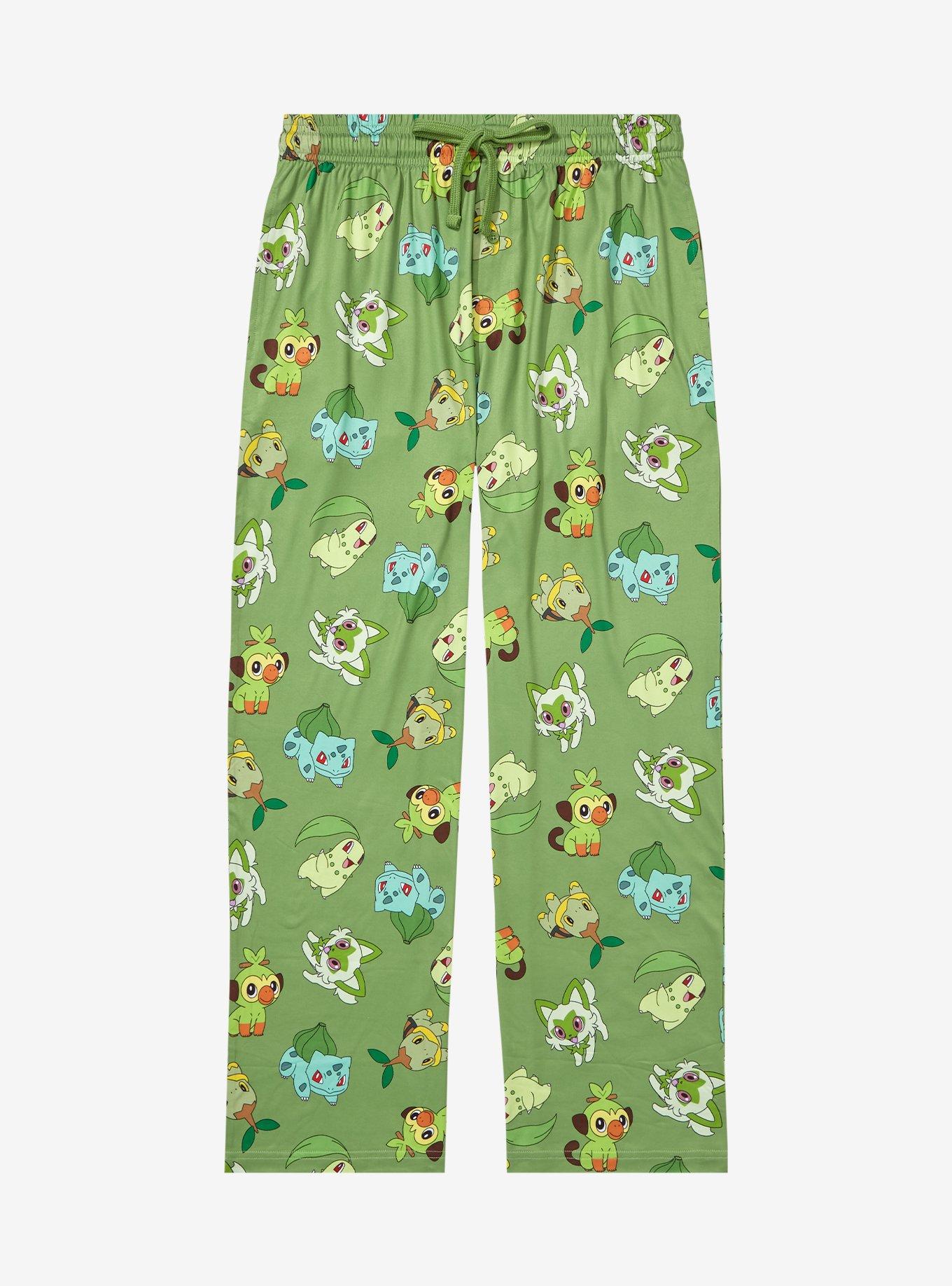 Pokémon Grass Type Allover Print Plus Size Sleep Pants - BoxLunch Exclusive, SAGE, hi-res