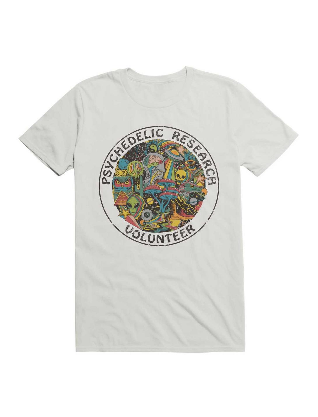 Psychedelic Research Volunteer T-Shirt By Steven Rhodes, WHITE, hi-res