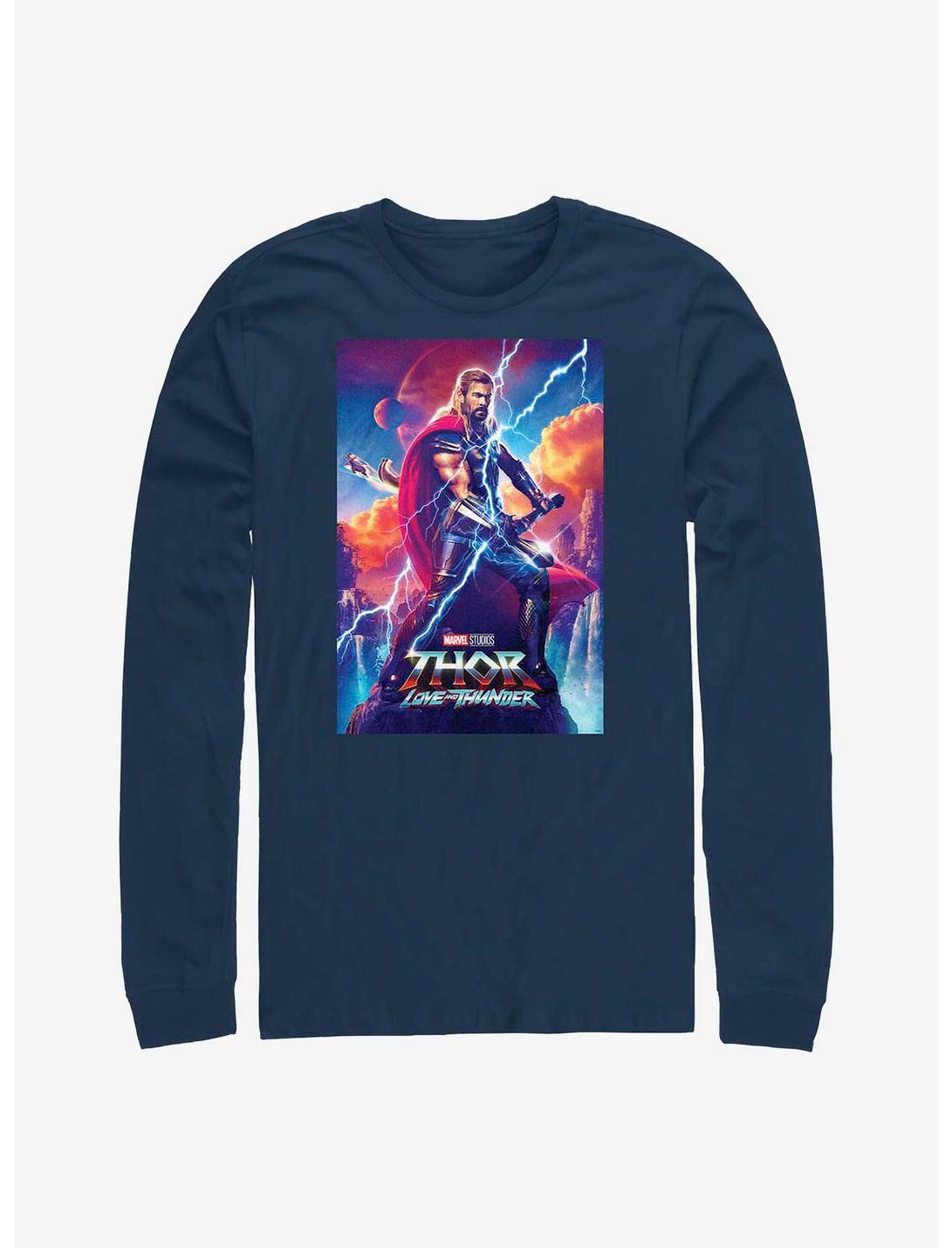Marvel Thor: Love and Thunder Asgardian Movie Poster Long-Sleeve T-Shirt, NAVY, hi-res