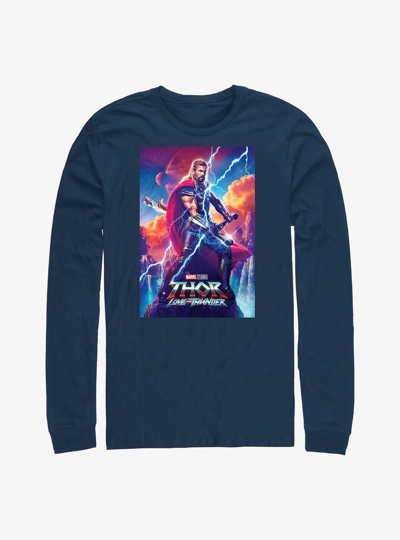 Marvel Thor: Love and Thunder Asgardian Movie Poster Long-Sleeve T-Shirt, NAVY, hi-res
