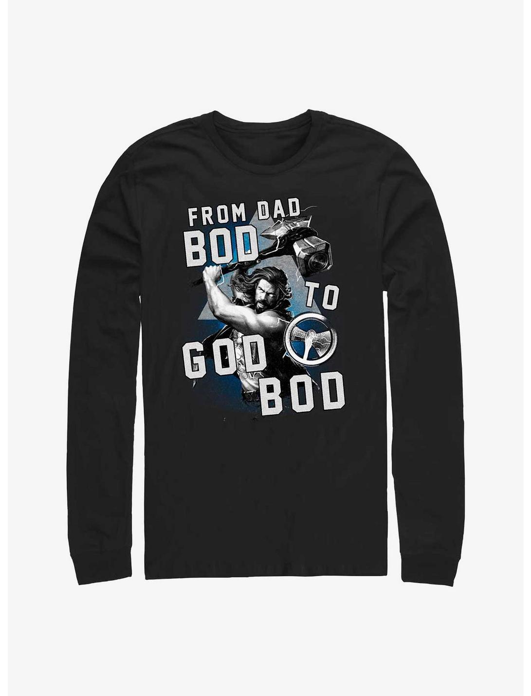 Marvel Thor: Love and Thunder From Dad Bod To God Bod Long-Sleeve T-Shirt, BLACK, hi-res