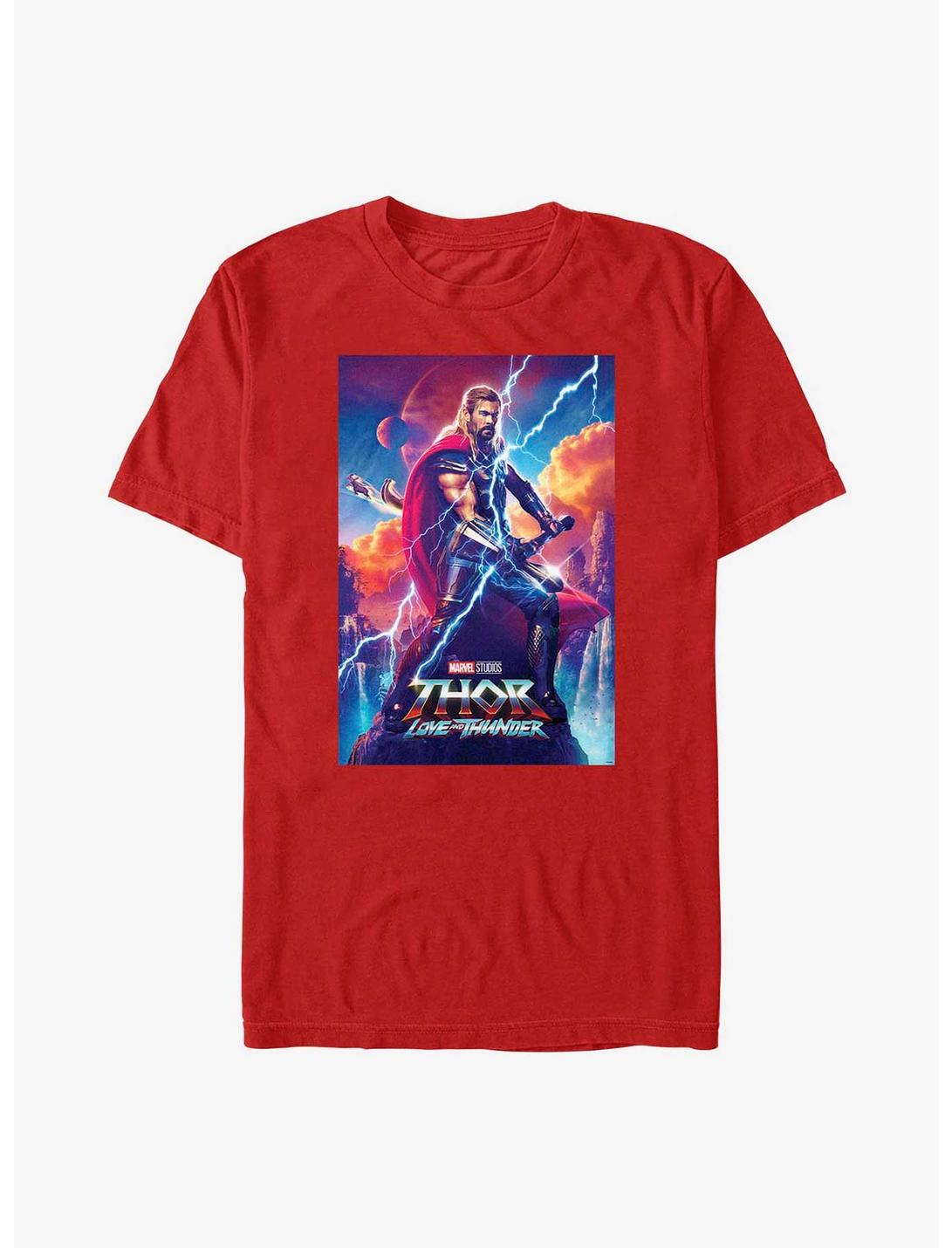 Marvel Thor: Love and Thunder Asgardian Movie Poster T-Shirt, RED, hi-res