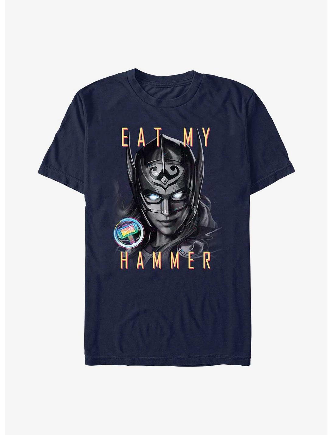 Marvel Thor: Love and Thunder Eat My Hammer Dr. Jane Foster Portrait T-Shirt, NAVY, hi-res