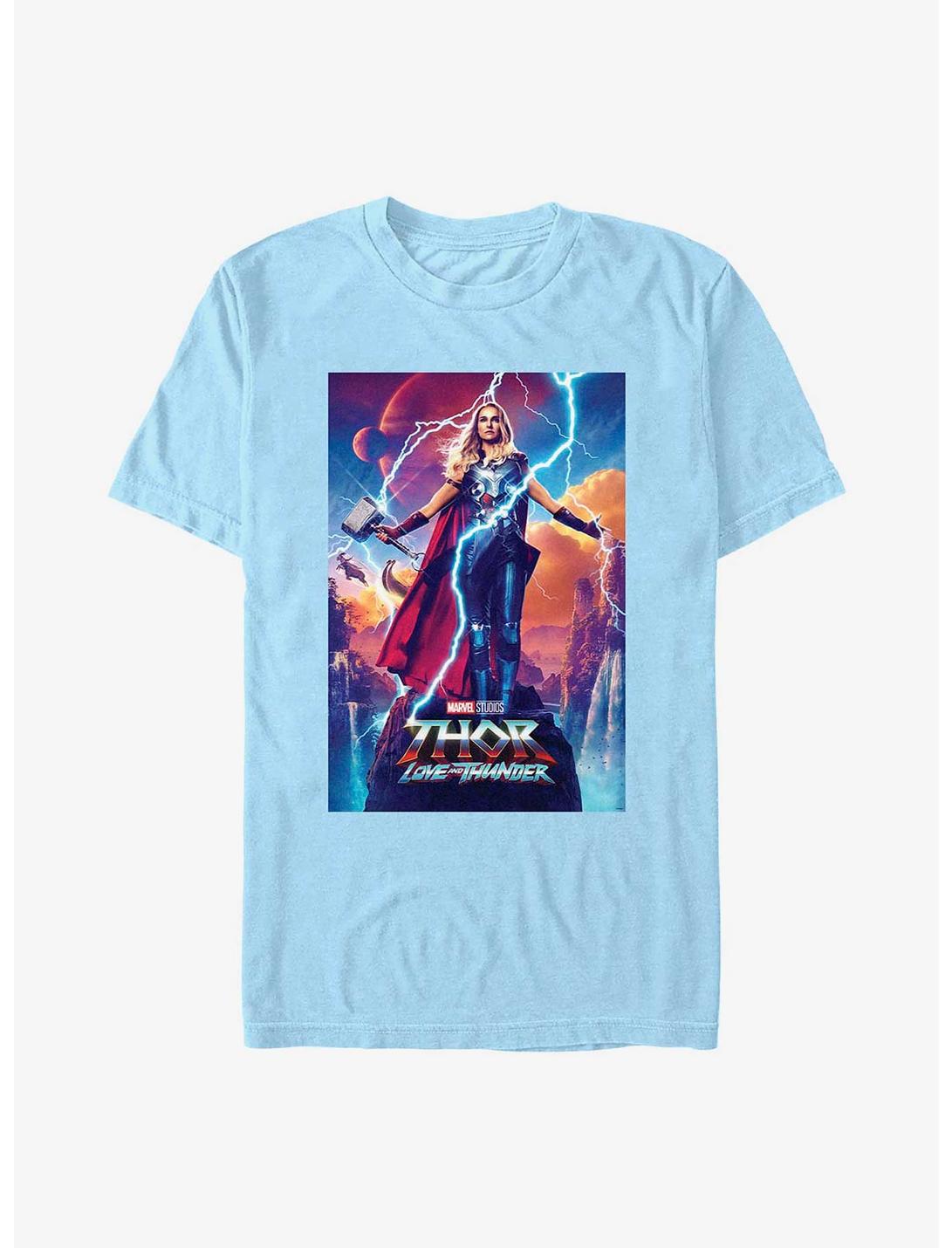 Marvel Thor: Love and Thunder Mighty Thor Movie Poster T-Shirt, LT BLUE, hi-res