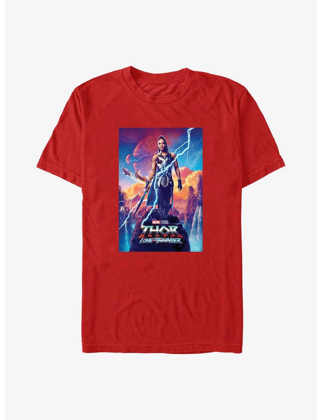 Marvel Thor: Love and Thunder Valkyrie Movie Poster T-Shirt, RED, hi-res
