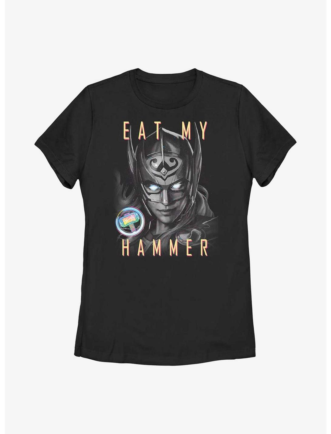 Marvel Thor: Love and Thunder Eat My Hammer Dr. Jane Foster Portrait Womens T-Shirt, BLACK, hi-res