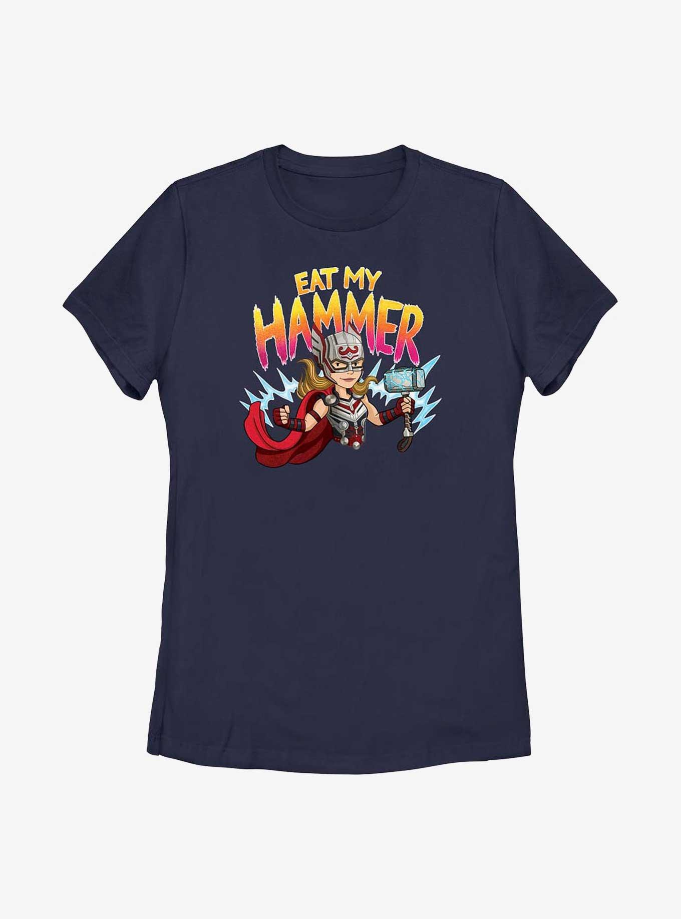 Marvel Thor: Love and Thunder Mighty Thor Eat My Hammer Womens T-Shirt, NAVY, hi-res