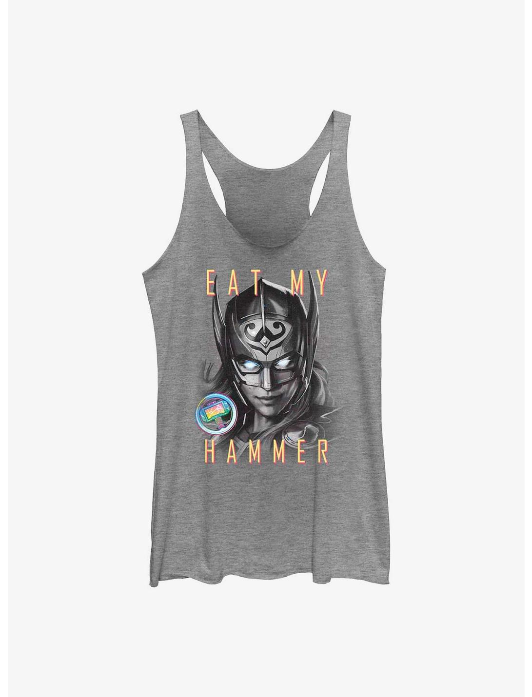 Marvel Thor: Love and Thunder Eat My Hammer Dr. Jane Foster Portrait Womens Tank Top, GRAY HTR, hi-res