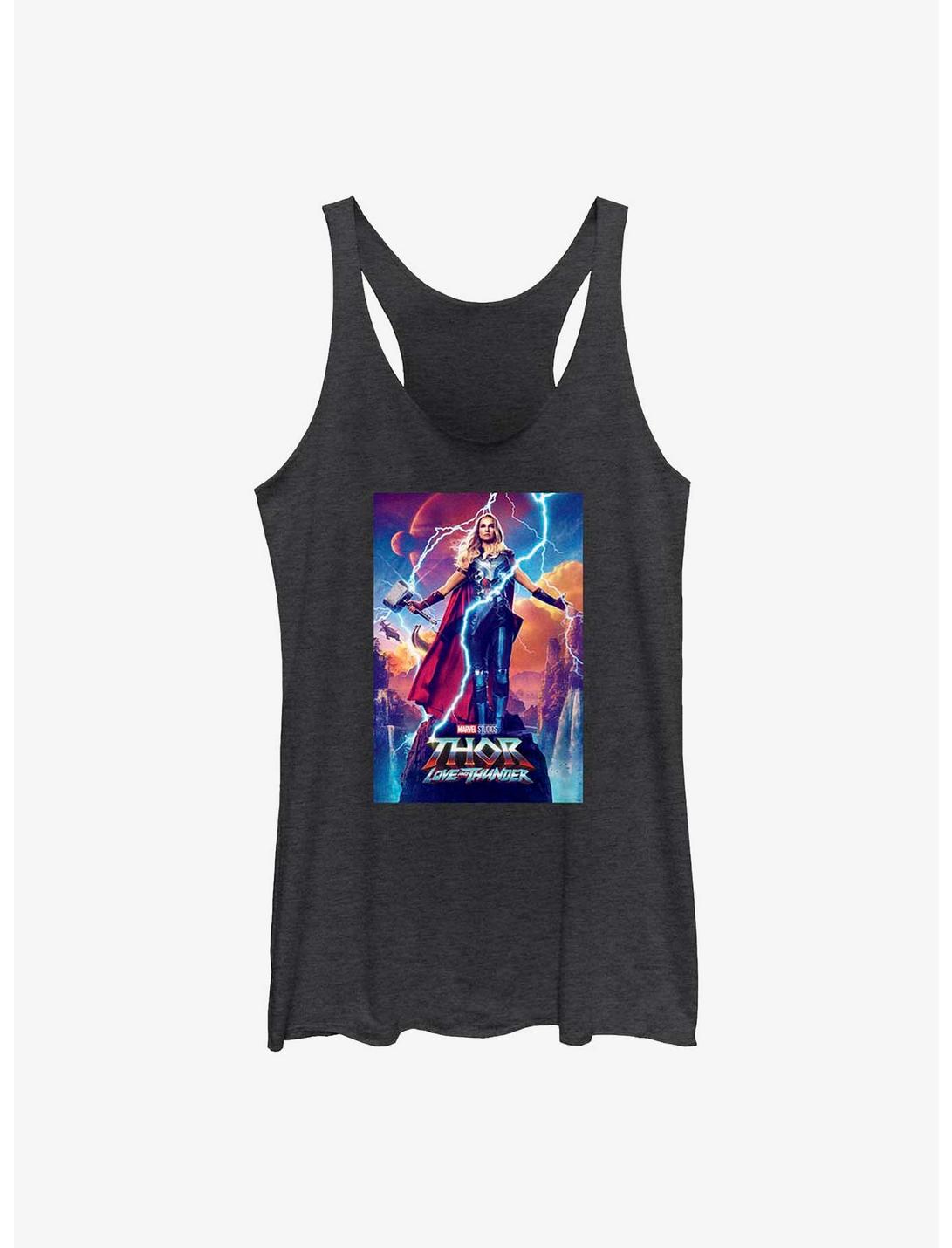 Marvel Thor: Love and Thunder Mighty Thor Movie Poster Womens Tank Top, BLK HTR, hi-res