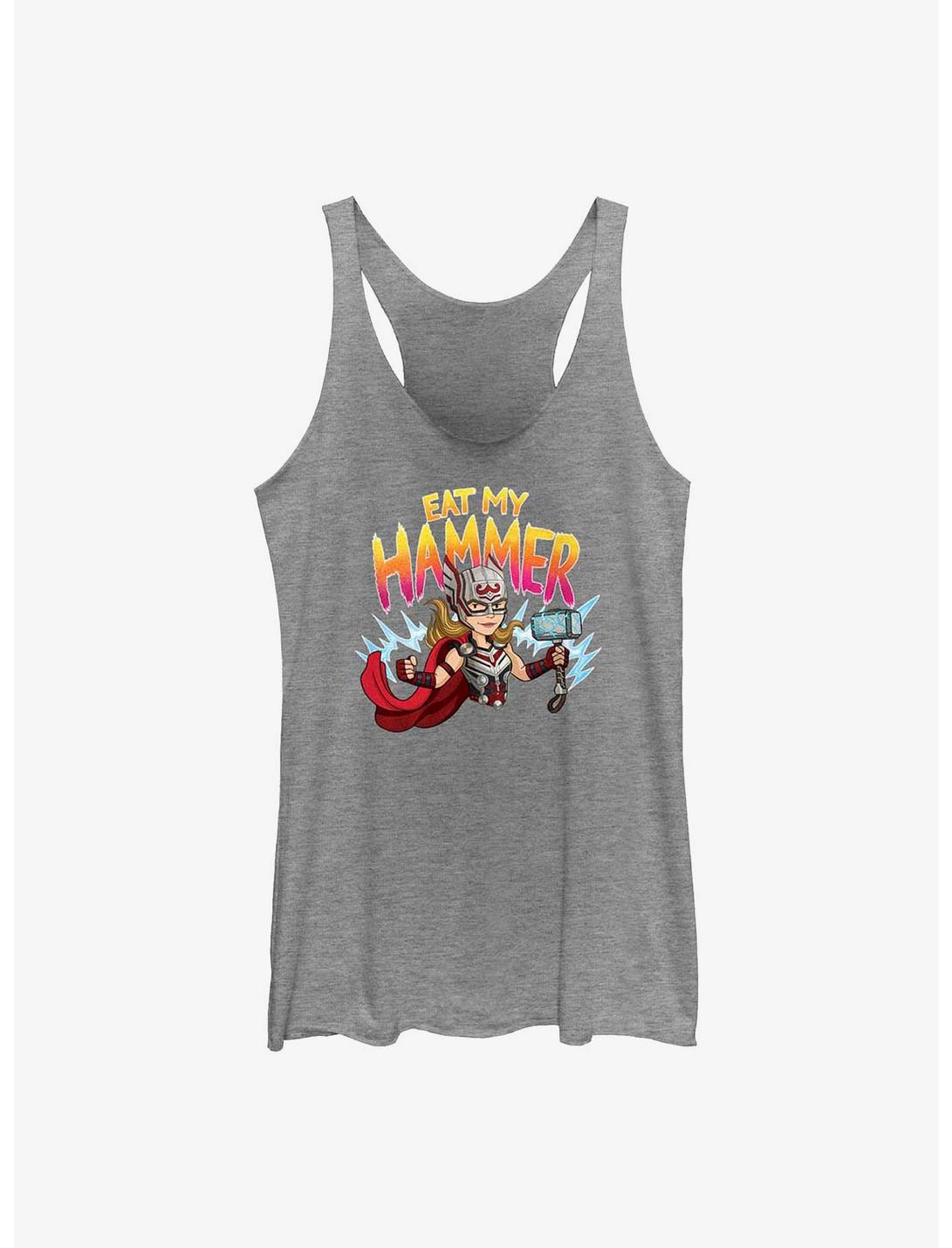 Marvel Thor: Love and Thunder Mighty Thor Eat My Hammer Womens Tank Top, GRAY HTR, hi-res