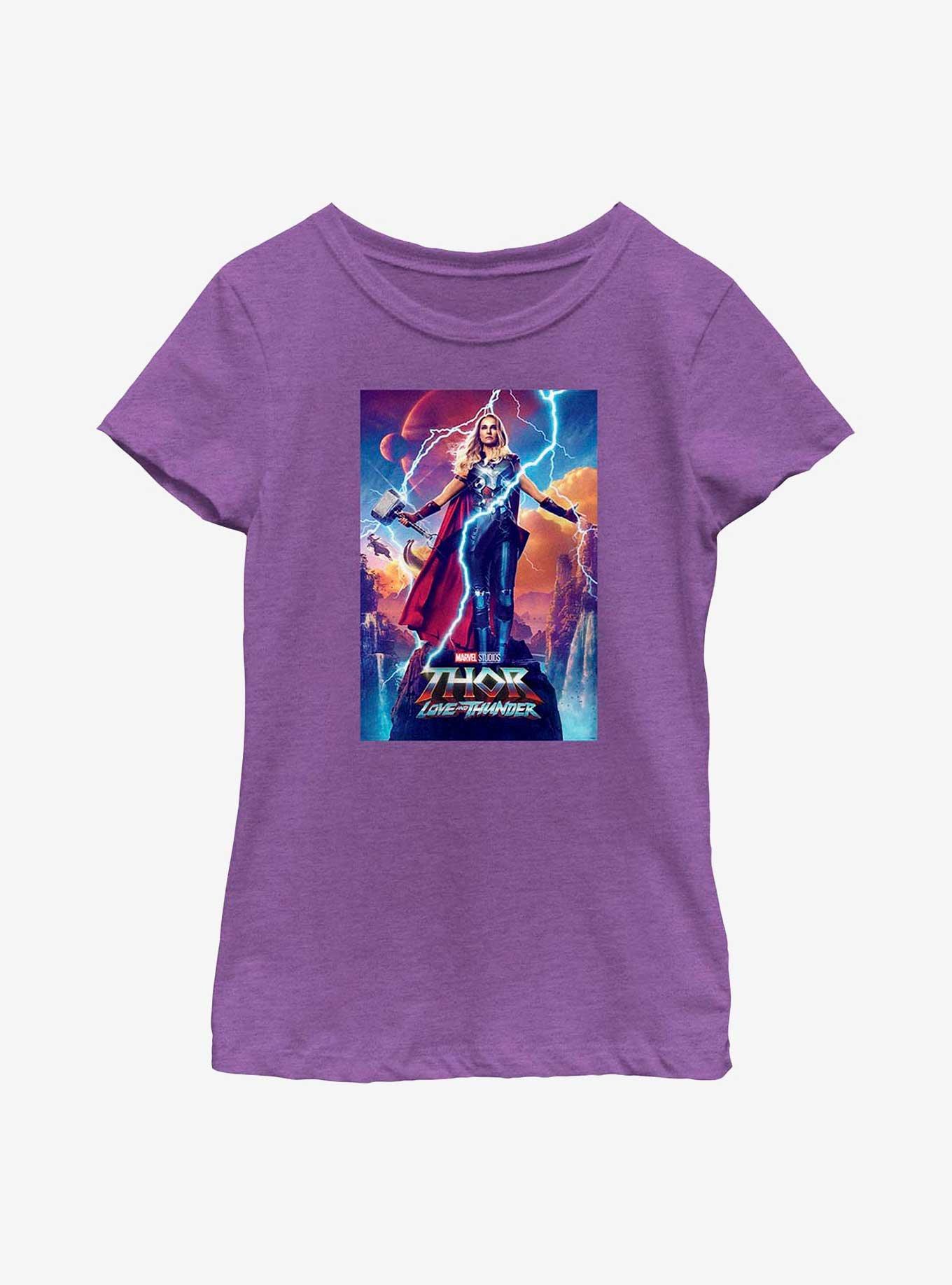 Marvel Thor: Love and Thunder Mighty Thor Movie Poster Youth Girls T-Shirt, , hi-res