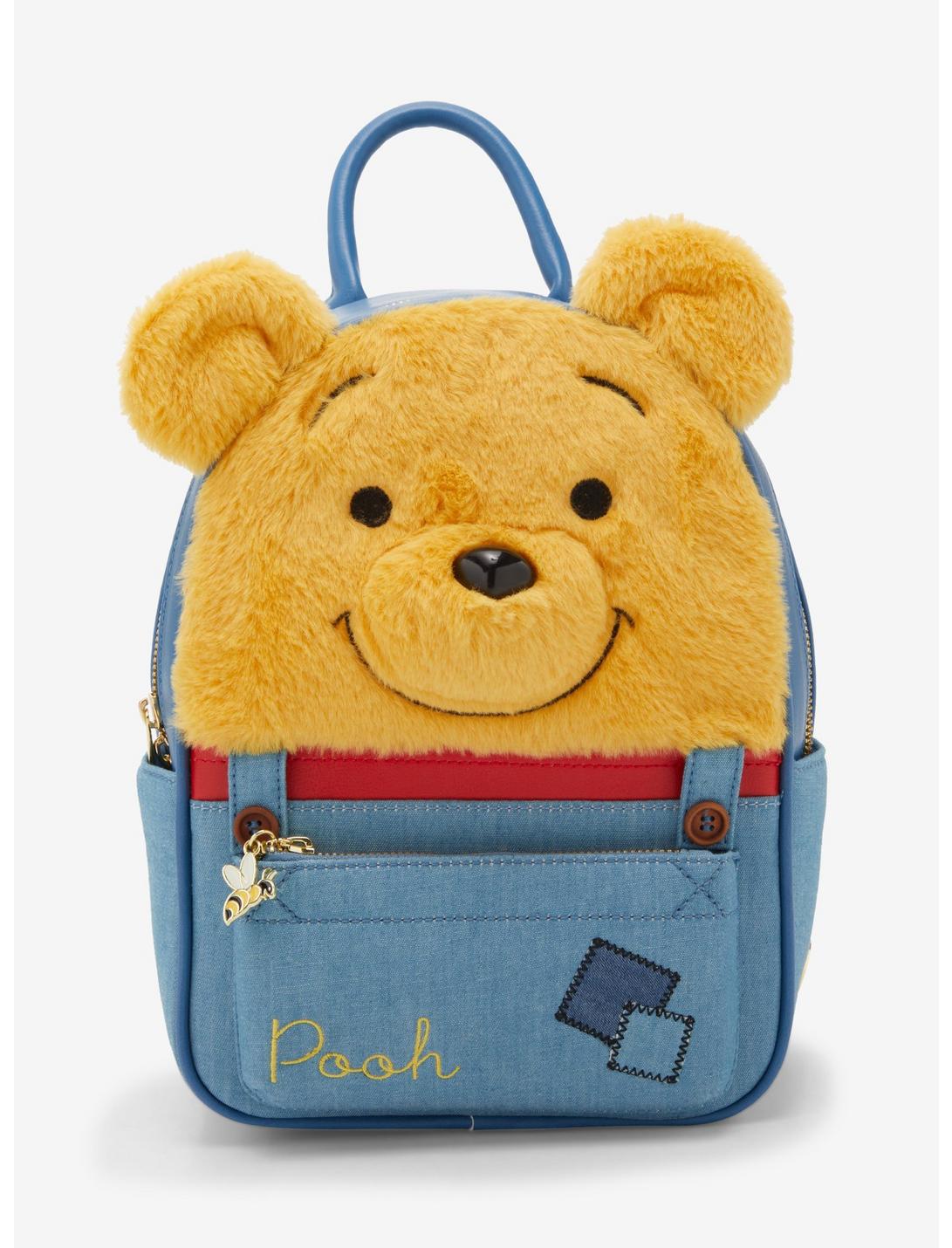 Disney Winnie The Pooh Plush Face Overalls Mini Backpack, , hi-res