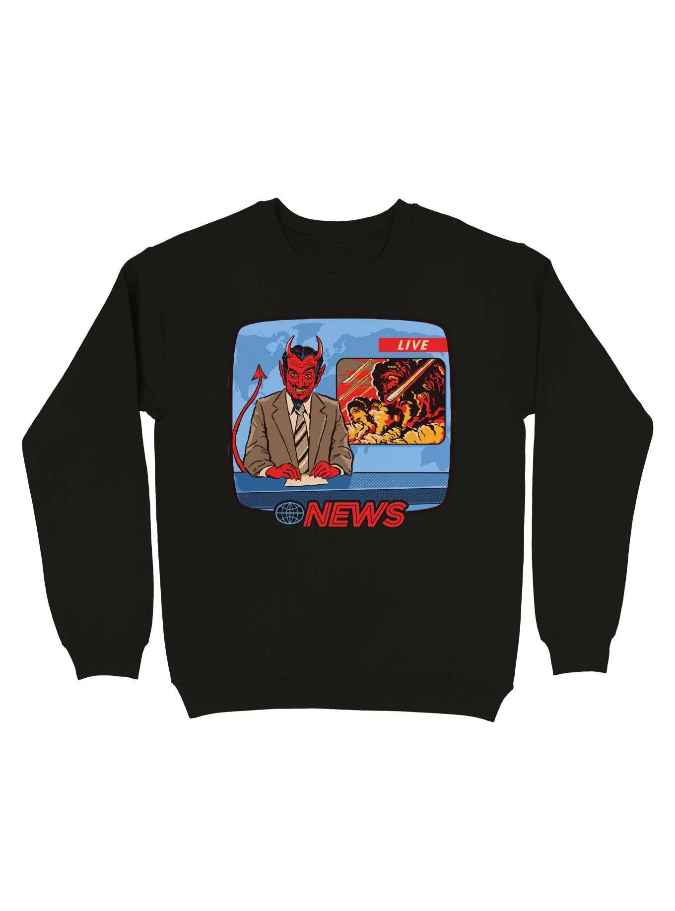 Breaking News Sweatshirt By Steven Rhodes, BLACK, hi-res
