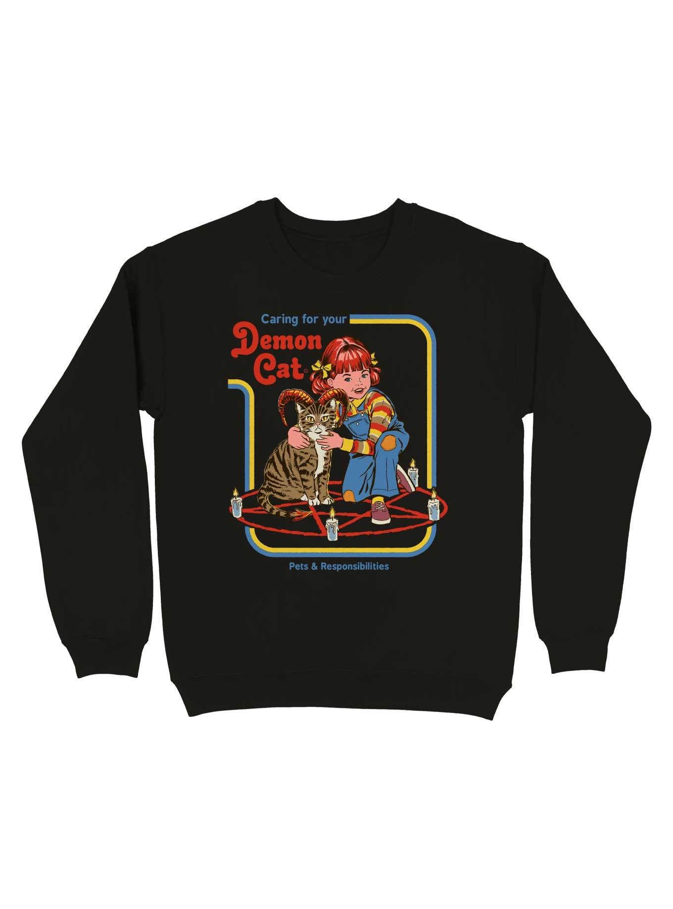 Caring for your Demon Cat Sweatshirt By Steven Rhodes - BLACK | Hot Topic